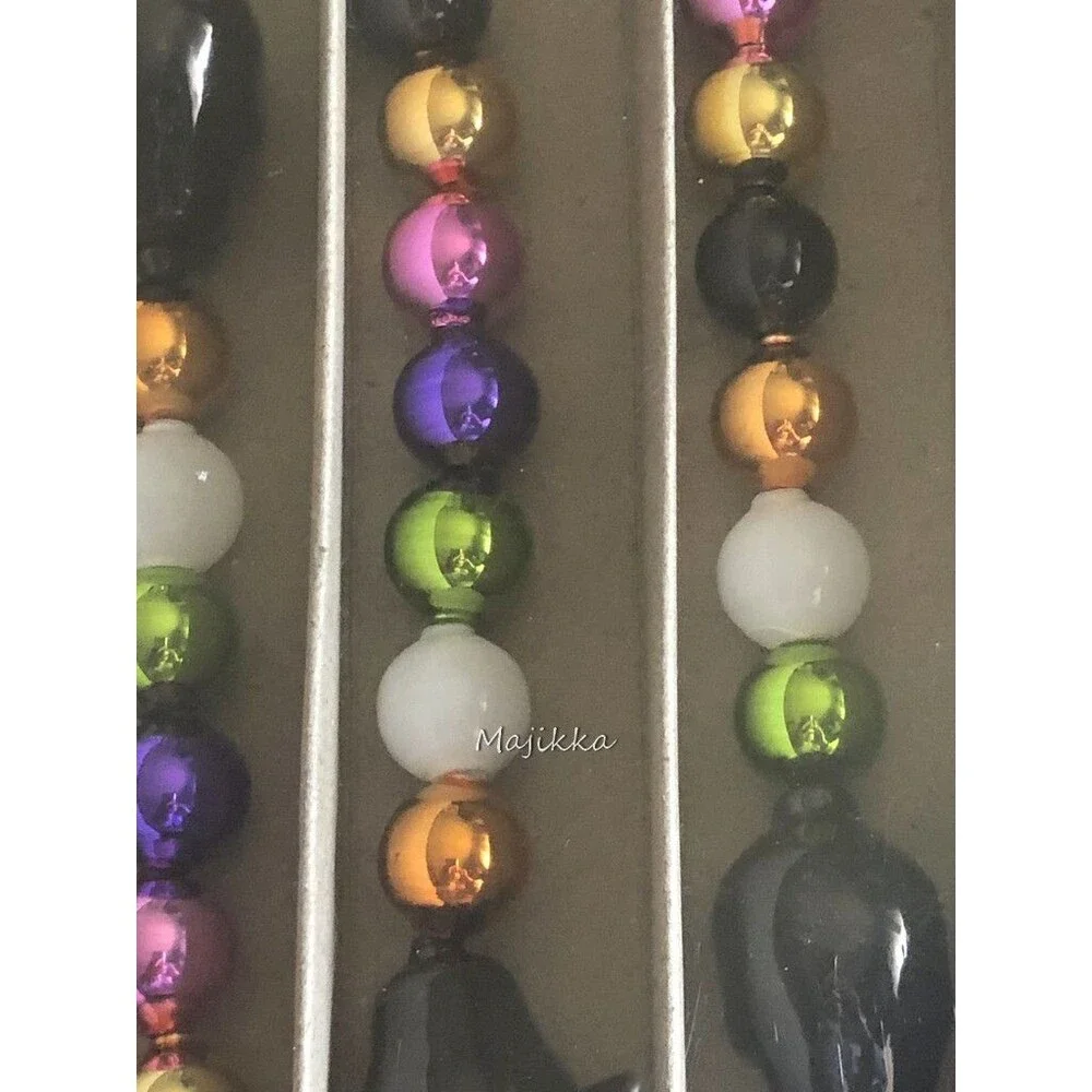 Christopher Radko Halloween Shiny Brite Skulls & Glass Balls Garland 7 Ft. Long